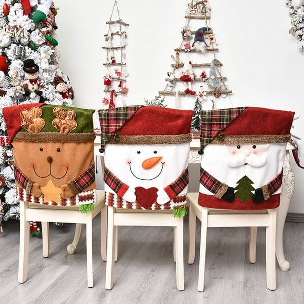 Xmas Mr&Mrs Santa Claus Red Hat Christmas Dinner Chair Back Cover Set Decor Gift Xmas Mr&Mrs Santa Claus Red Hat Christmas Dinner Chair Back Cover Set Decor Gift